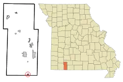Location of Blue Eye, Missouri