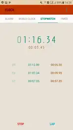 A digital stopwatch application found on an Android device.