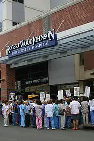 Image 43Registered nurses on strike in 2006 outside Robert Wood Johnson University Hospital.