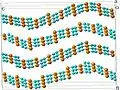 Figure 2: The structure of LT-CuCN showing sheets of chains stacking in an ABAB fashion. Key: copper = orange and cyan = head-to-tail disordered cyanide groups.