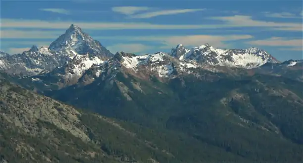 Mt. Stuart, Scatter Peak, Ingalls Peak (right of center) from northwest