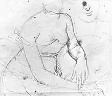 Study for a Portrait of Madame de Senonnes, graphite on paper, 1813–14