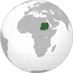 Sudan displayed in dark green color, claimed territories in light green