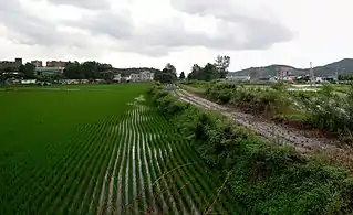 Eocheon from the West.mw-parser-output .geo-default,.mw-parser-output .geo-dms,.mw-parser-output .geo-dec{display:inline}.mw-parser-output .geo-nondefault,.mw-parser-output .geo-multi-punct{display:none}.mw-parser-output .longitude,.mw-parser-output .latitude{white-space:nowrap}37°15′00″N 126°54′28″E﻿ / ﻿37.25000°N 126.90778°E﻿ / 37.25000; 126.90778