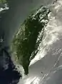 Intense sunglint east of Taiwan.