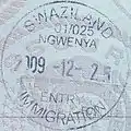 Entry stamp issued at Ngwenya