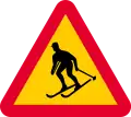 Skiers crossing