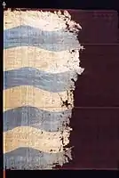 One of the oldest preserved Swedish flags. This banner was made in 1620 and was used by soldiers on board ships of the Swedish navy.