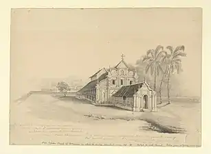 Kottayam Cheriapally, 1835 pencil drawing