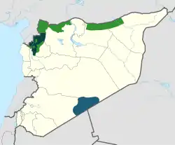 Areas under control of various opposition groups as of February 2020 Interim Government (National Army) Salvation Government (Tahrir al-Sham) al-Tanf (Maghaweir al-Thowra)
