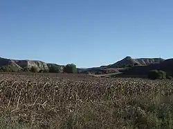 Fields one kilometre west of Bólliga, one of the small villages that formed the municipality in 1973. Population density is very low.