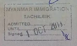 Entry stamp issued at Tachileik