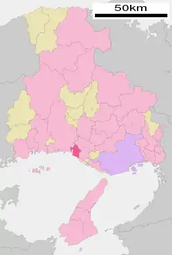 Location of Takasago in Hyōgo Prefecture