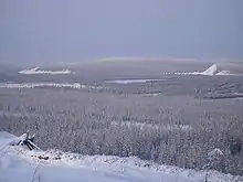 The taiga in the river valley near Verkhoyansk, Russia, at 67°N, experiences the coldest winter temperatures in the northern hemisphere, but the extreme continentality of the climate gives an average daily high of 22&nbsp;°C (72&nbsp;°F) in July
