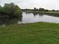 Confluence of the Tame (right) with the River Trent (left), at the northern edge of the National Memorial Arboretum.