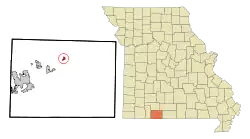 Location of Taneyville, Missouri