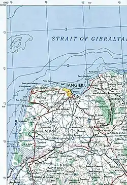 Map showing the boundary of the Tangier International Zone