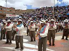 Group performing a Tarkeada, Carnaval de Oruro 2011