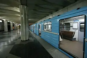 Image 3A train in a Tashkent Metro station (from Tashkent Metro)