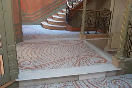 Floor of the Hôtel Tassel, by Victor Horta, with a whiplash vegetal motif (1893)