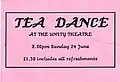 Tea Dance Ticket from Liverpool Lesbian & Gay Pride 1990
