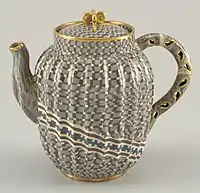 Teapot in "Marquetrie ware", using different clays, stoneware, 1887-1900