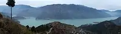 Tehri Dam lake Panorama in New Tehri, Uttarakhand, India