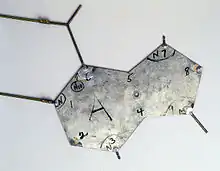 Image 31Watson and Crick used many aluminium templates like this one, which is the single base Adenine (A), to build a physical model of DNA in 1953. (from History of science)