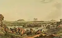 The Temple of Olympian Zeus with river Ilisos by Edward Dodwell, 1821