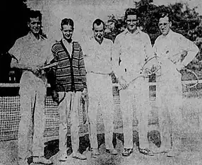 (Second from right). South Yonkers' doubles finalists. The tournament chairman is in the middle, 1926.