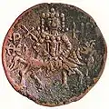 Billon coin depicting Theodore Svetoslav on horseback