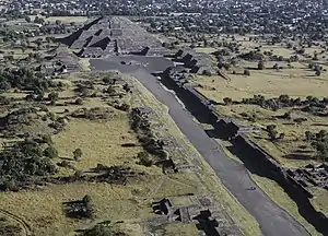 Image 17The Avenue of the Dead in Teotihuacan originates with the Pyramid of the Moon, forming the basis of the city grid. (from History of cities)