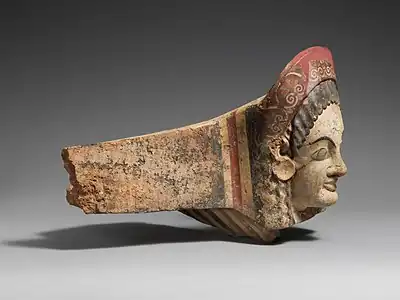 Etruscan antefix of a female figure, c.520-510 BC, terracotta, Metropolitan Museum of Art, NYC