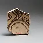 Terracotta base and lower body of a vessel; 3800-3300 BC; terracotta; length: 7.5 cm (2.mw-parser-output .frac{white-space:nowrap}.mw-parser-output .frac .num,.mw-parser-output .frac .den{font-size:80%;line-height:0;vertical-align:super}.mw-parser-output .frac .den{vertical-align:sub}.mw-parser-output .sr-only{border:0;clip:rect(0,0,0,0);clip-path:polygon(0px 0px,0px 0px,0px 0px);height:1px;margin:-1px;overflow:hidden;padding:0;position:absolute;width:1px}15⁄16 in.); Metropolitan Museum of Art (New York City)