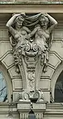 Double caryatid on the façade of the Théâtre de la Renaissance from Paris