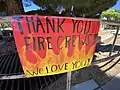 Thank you sign for Mangum Fire crews on June 20, 2020