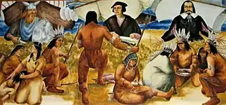 Panel 1 – First Nations People and the first Europeans to set foot on their land: a Viking, Jean Cabot and Samuel de Champlain.