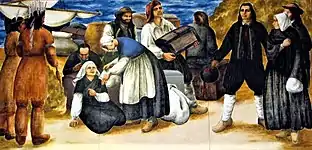 Panel 2 – 1604 – The arrival of the first French settlers to the French Bay (Fundy).