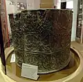 The Barnetby Font, a rare lead baptismal font from the church of St Mary, Barnetby-le-Wold, North Lincolnshire, dating from about 1170&nbsp;AD, now housed in the museum.