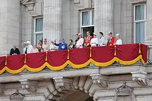 Members of the British Royal Family on the East Front Balcony at Buckingham Palace, 2013