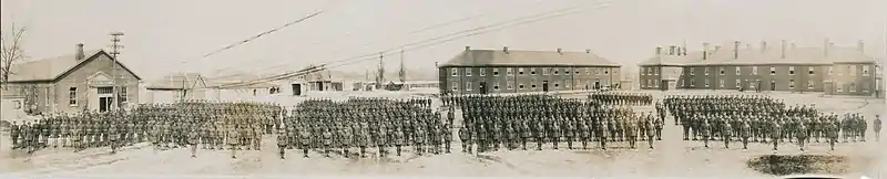 The Canadian Grenadier Guards standing in formation circa 1916