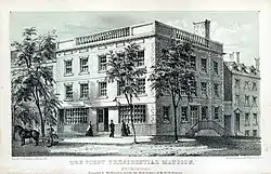 The first presidential mansion, Samuel Osgood House in Manhattan, occupied by Washington from April 1789&nbsp;– February 1790