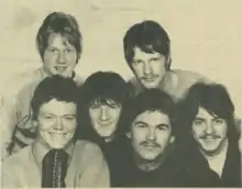 The Twilights circa 1968. Top row: Peter Brideoake and Laurie Pryor. Bottom row: Clem "Paddy" McCartney, John Bywaters, Glenn Shorrock, and Terry Britten.
