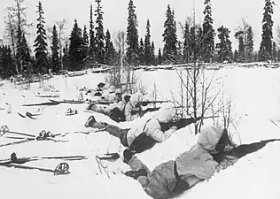 Finnish ski troops during the invasion of Finland by the Soviet Union