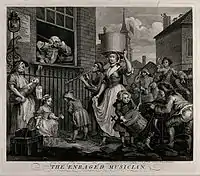 The Enraged Musician, with a pregnant ballad-seller at left