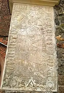 The epitaph of the preacher Berthold de Wyrbna (Dominican) from 1316 in Szprotawa, the oldest tombstone in Silesia, Poland.