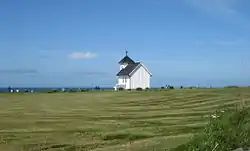 View of the old village church and graveyard