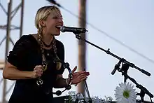 Blake Hazard of The Submarines performing at Sunset Junction in Los Angeles in 2009