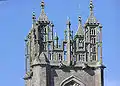 Intricate stonework at the top of St Mary's Church tower