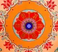 Mantra in Rañjanā script, on the ceiling of a Buddhist temple in Tianjin, China.